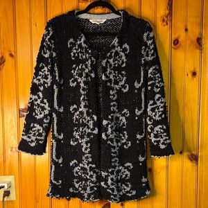 DAVI & DANI from Anthropologie Black and White Patterned Cardigan